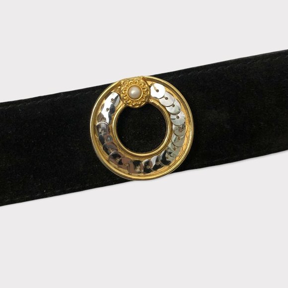 Compagnie Internationale EXPRESS Vintage Suede Belt With Gold and Sequins main image 10